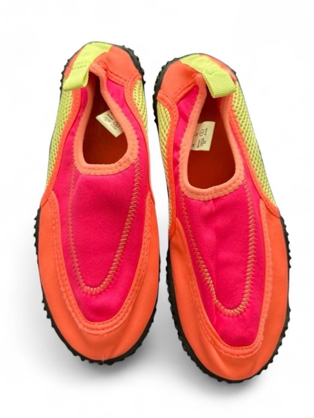 Airwalk Kids Hot Pink & Orange Slip-On Water Shoes with Neon Yellow Trim Size 3